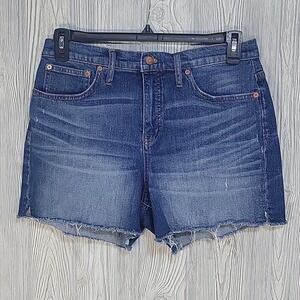 Madewell High Waist Raw Hem Distressed Stretch Denim Jean Shorts Size 30